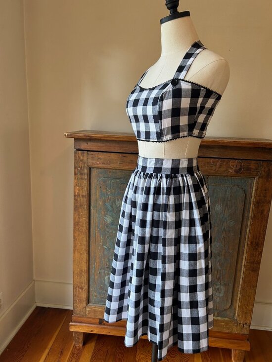 Bernie Dexter Black Gingham Skirt and Top Set - Picture 3 of 10